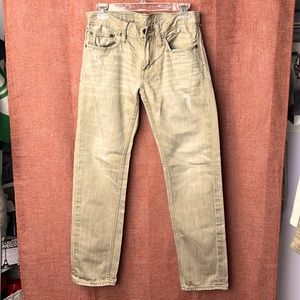 American Eagle slim mid-Rise distressed send color no stretch jeans sz. 28/30